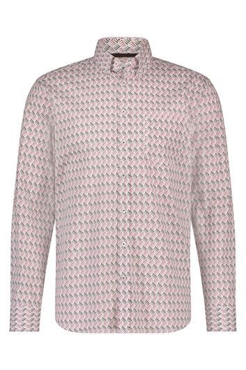 casual overhemd State of Art  roze geprint katoen wijde fit 