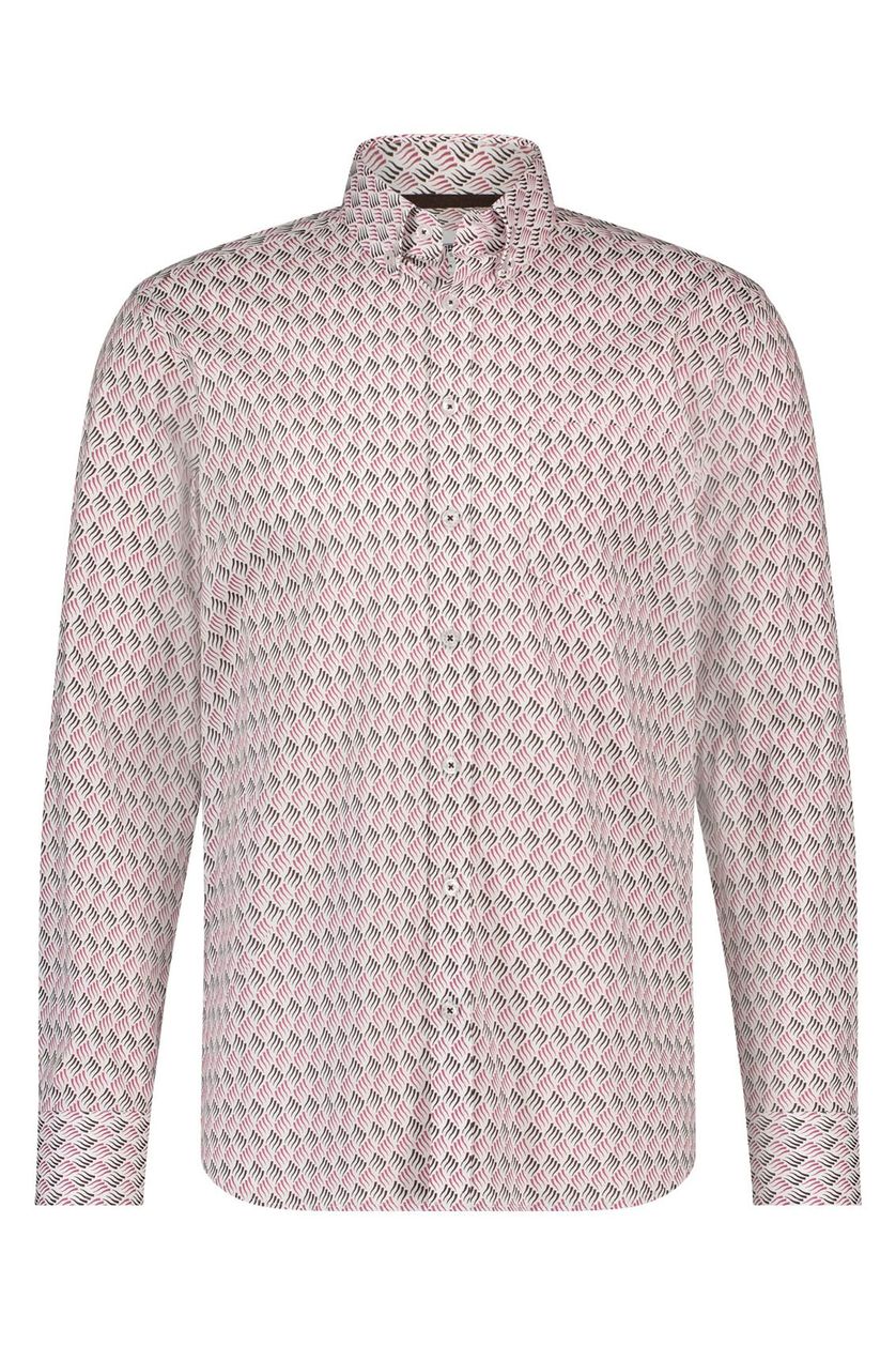 State of Art casual overhemd roze geprint katoen wijde fit