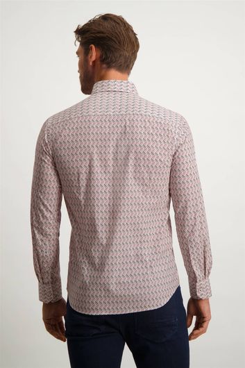 casual overhemd State of Art  roze geprint katoen wijde fit 