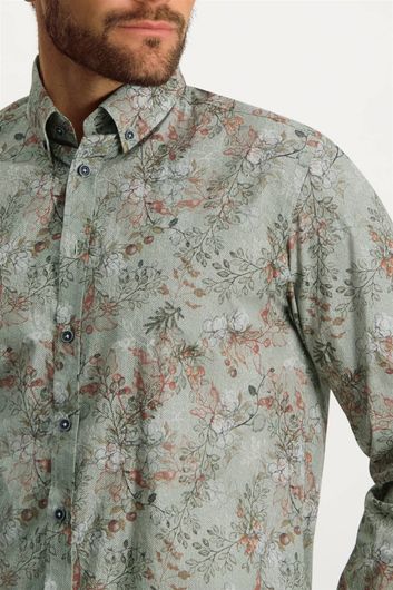 State of Art casual overhemd wijde fit lichtgroen geprint katoen