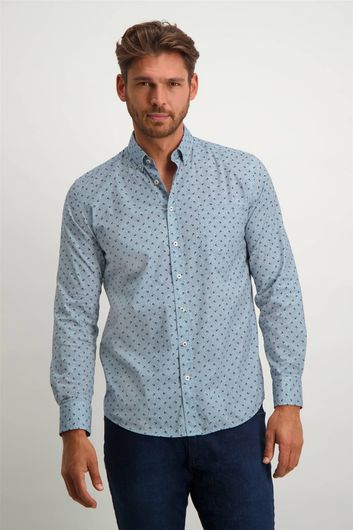 State of Art casual overhemd wijde fit lichtblauw geprint button down boord