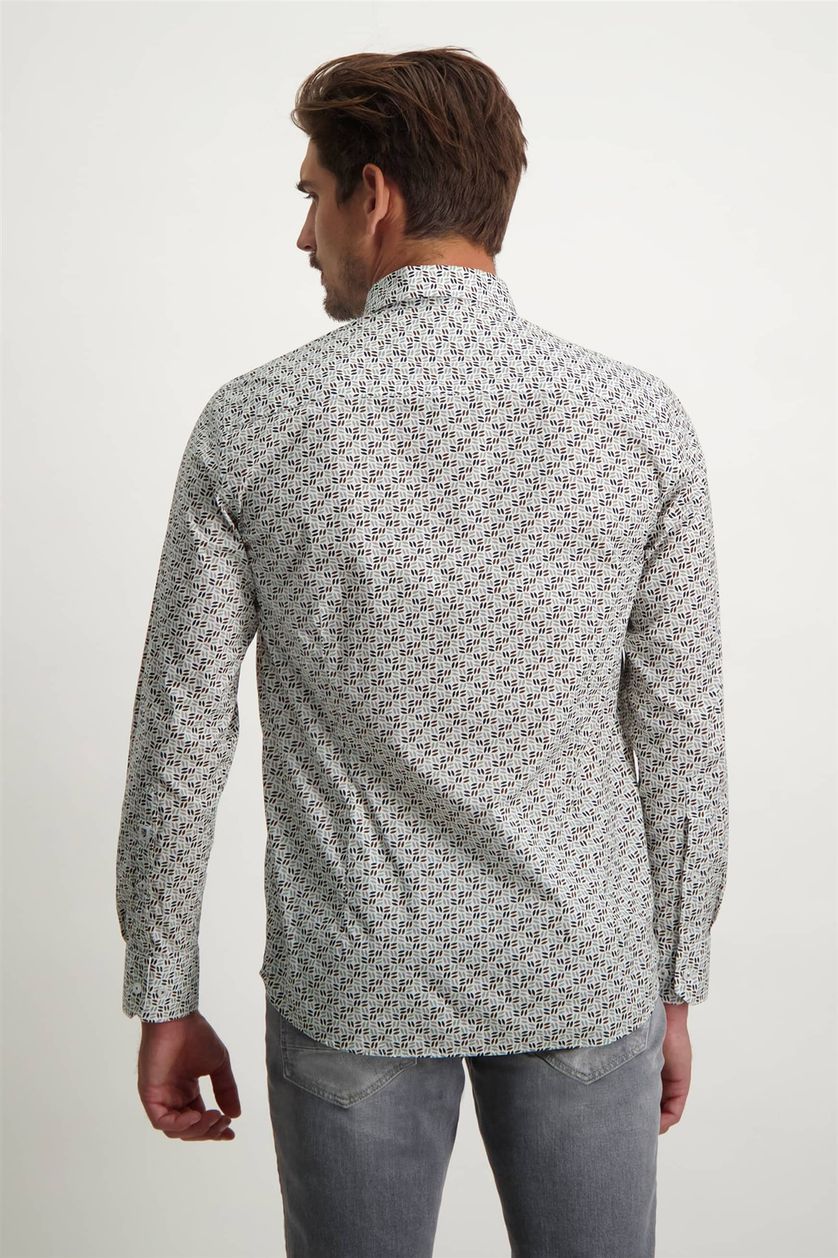 State of Art casual overhemd wit print 100% katoen wijde fit