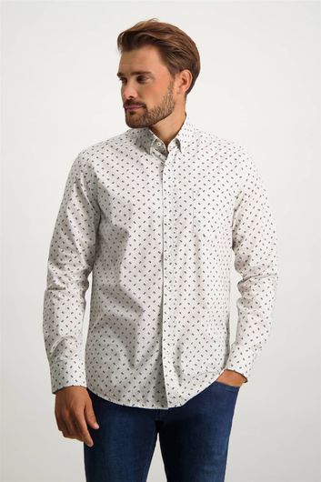 State of Art casual overhemd wijde fit wit geprint katoen