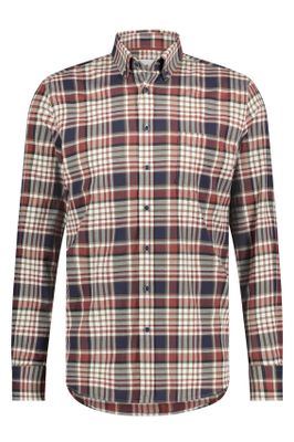 State of Art State of Art casual overhemd rood geruit met button down boord