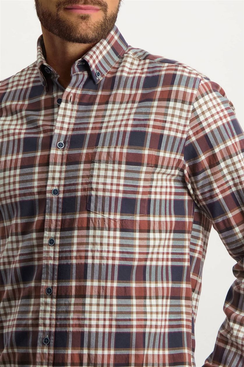 State of Art casual overhemd rood geruit met button down boord