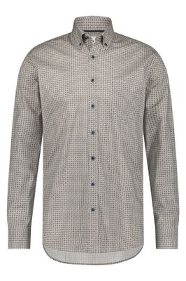 State of Art State of Art casual overhemd grijs geprint wijde fit button down
