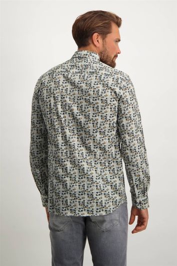 casual overhemd State of Art grijs geprint katoen wijde fit 