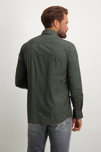 casual overhemd State of Art groen geprint katoen wijde fit 
