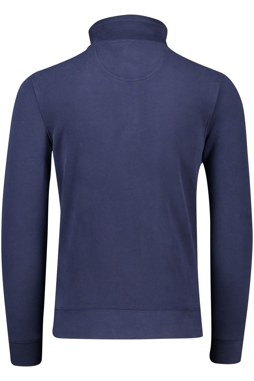 Pierre Cardin sweater blauw effen katoen opstaande kraag 