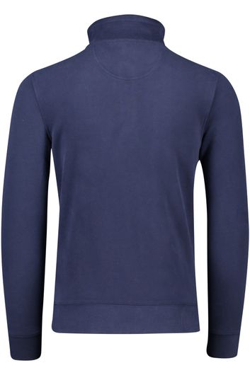 sweater Pierre Cardin blauw effen katoen opstaande kraag 