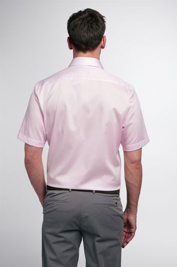 Eterna overhemd korte mouw Modern Fit normale fit roze effen katoen