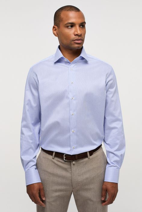 Eterna business overhemd lichtblauw strepen katoen normale fit