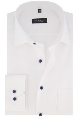 Eterna Eterna business overhemd wijde fit wit effen katoen met borstzak