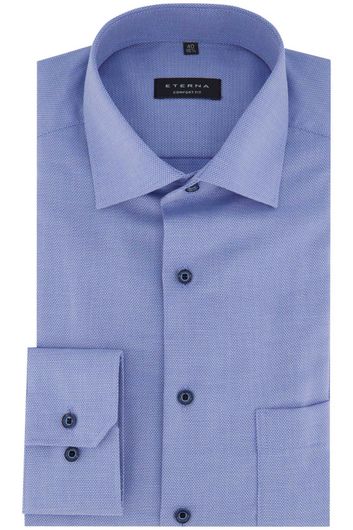 Eterna business overhemd Comfort Fit blauw effen 100% katoen