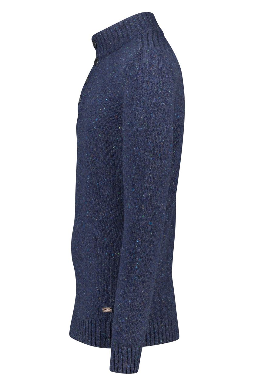 Baileys trui extra lange mouwlengte donkerblauw effen wol opstaande kraag 
