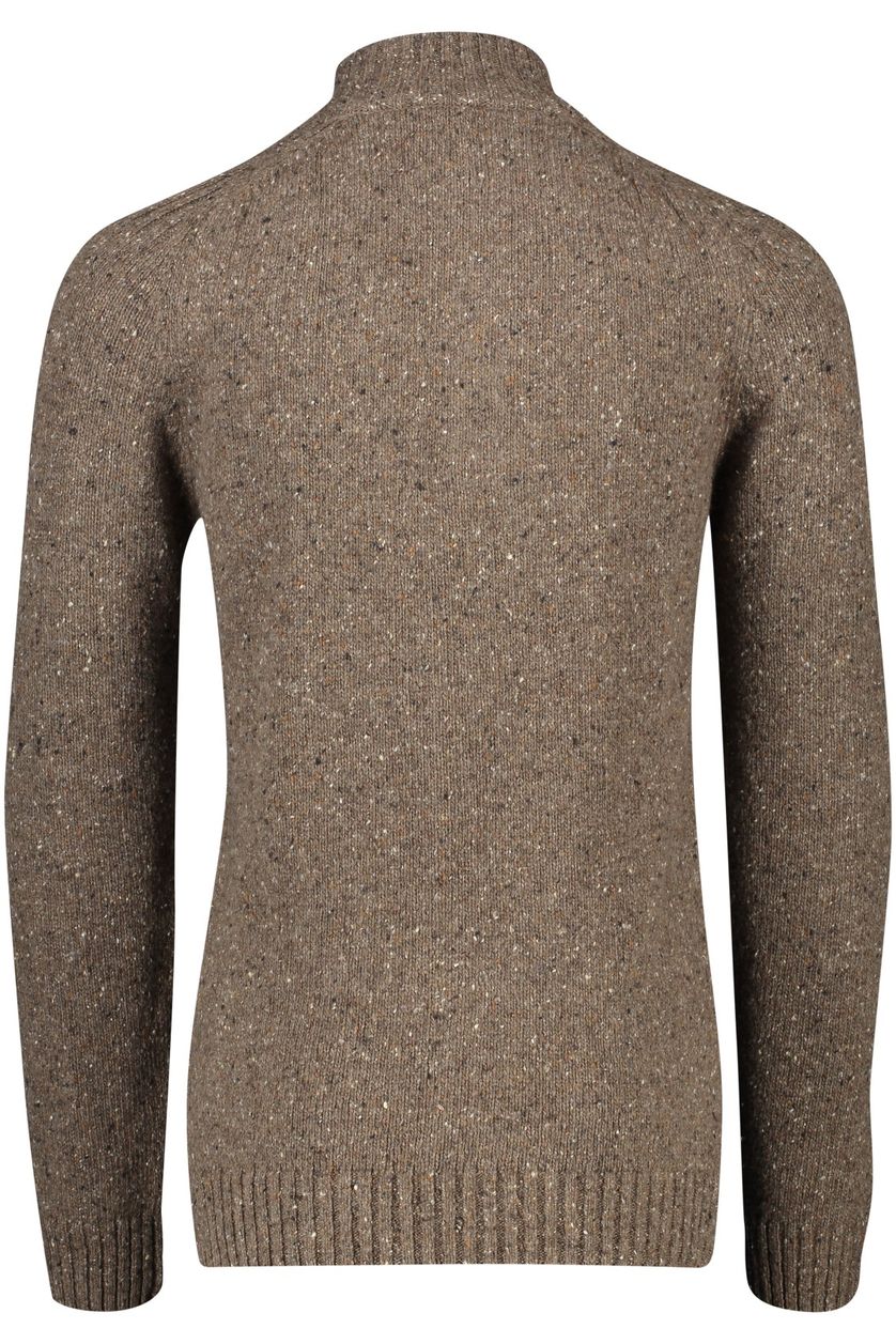 Baileys trui extra lange mouwlengte bruin effen wol opstaande kraag 