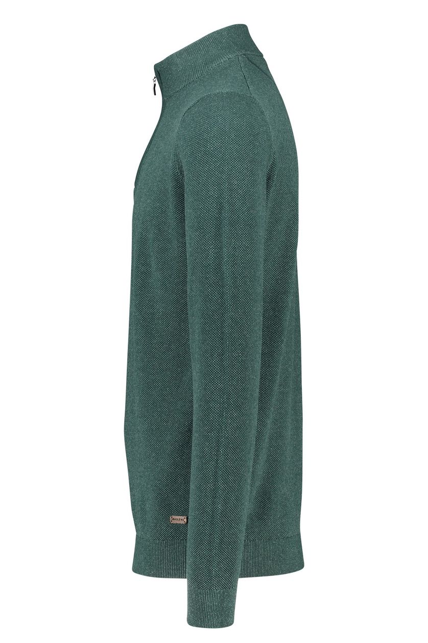 Baileys trui extra lange mouwlengte groen effen katoen opstaande kraag 