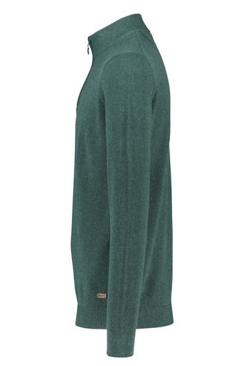 Baileys trui extra lange mouwlengte opstaande kraag groen effen katoen