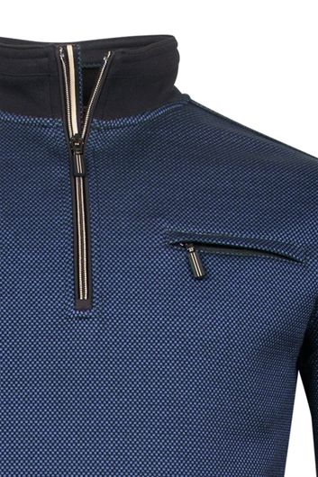 Baileys sweater opstaande kraag donkerblauw effen katoen