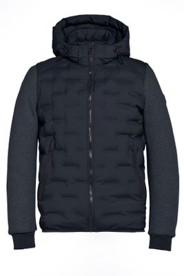 Reset Reset winterjas donkerblauw rits normale fit afneembare capuchon
