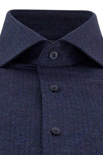business overhemd Cavallaro donkerblauw geprint katoen slim fit 