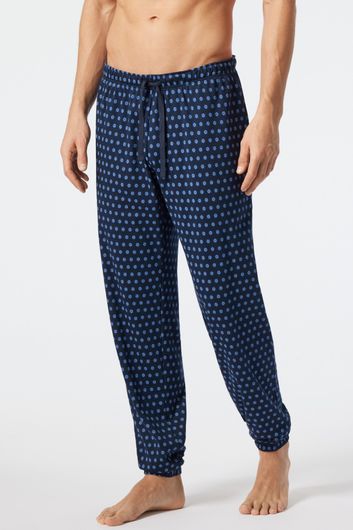 pyjamabroek Schiesser geprint katoen donkerblauw
