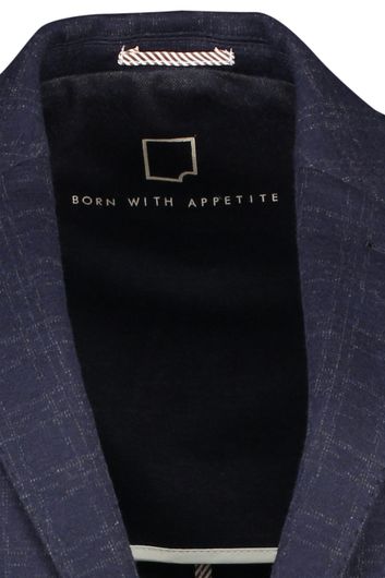 Born With Appetite colbert donkerblauw geruit wol slim fit 
