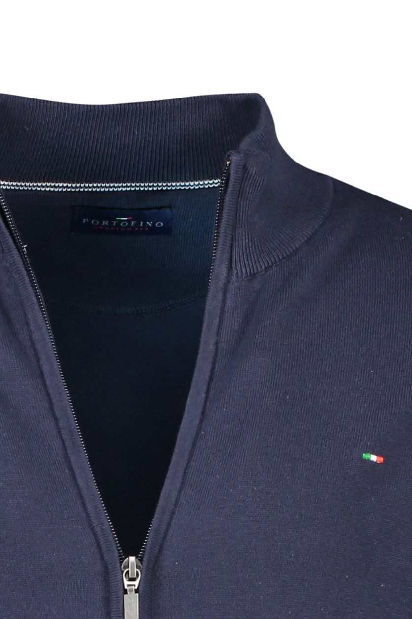 Portofino vest donkerblauw met logo effen opstaande kraag