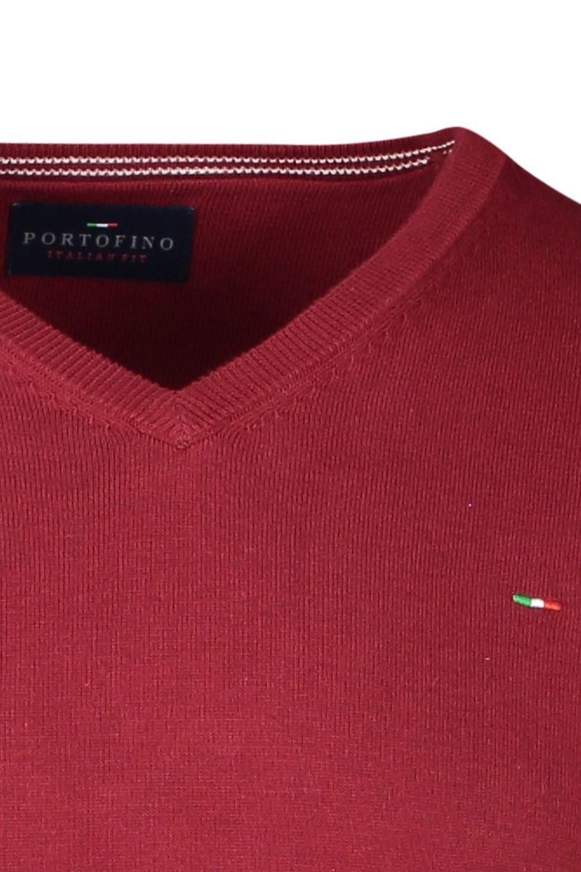 Portofino trui rood effen katoen v-hals 