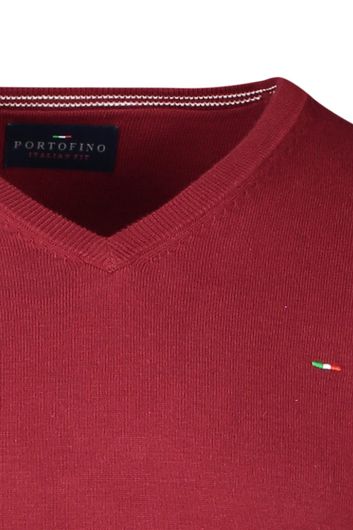 Portofino trui v-hals rood effen katoen
