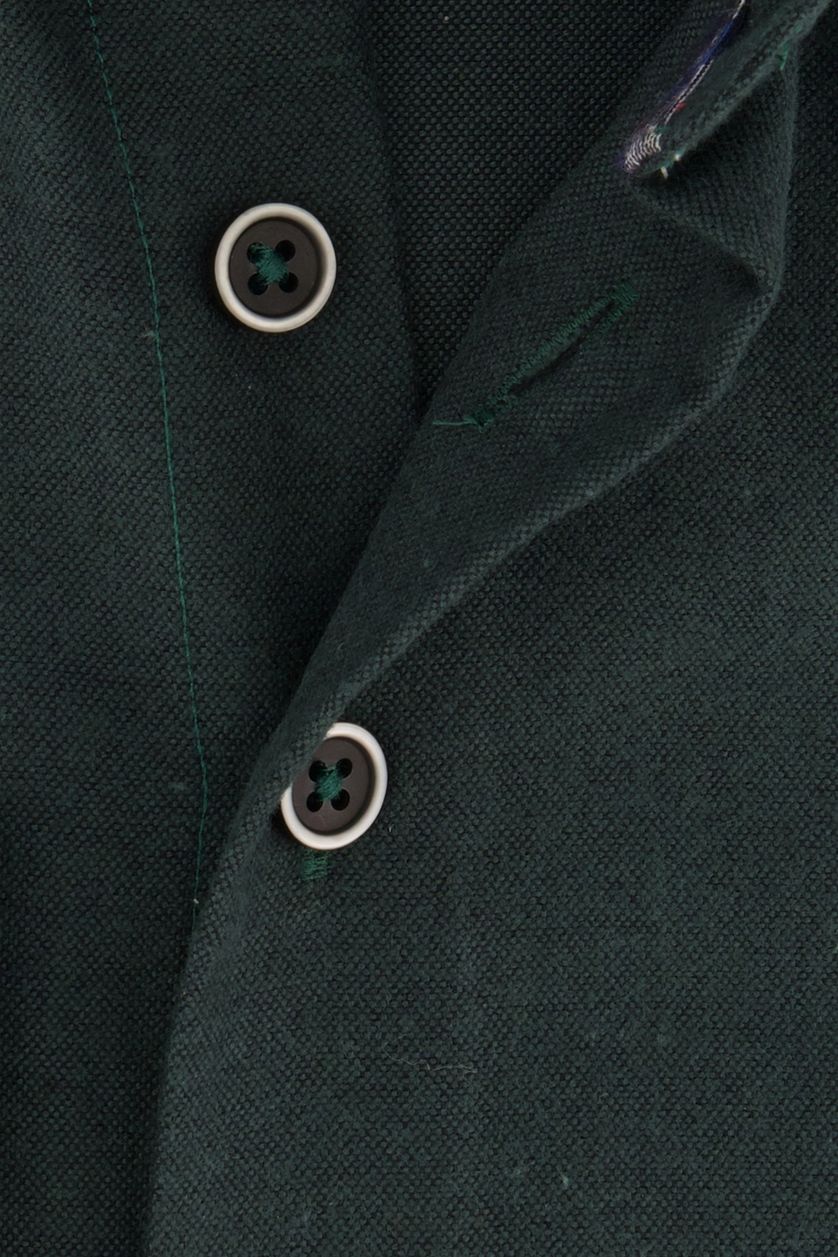 Portofino casual overhemd mouwlengte 7 groen effen katoen normale fit