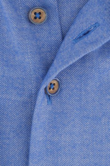 casual overhemd mouwlengte 7 Portofino blauw effen katoen normale fit 