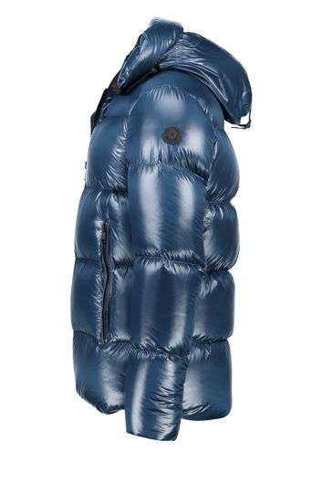 Kort model Reset winterjas blauw uni rits normale fit openstaande kraag 