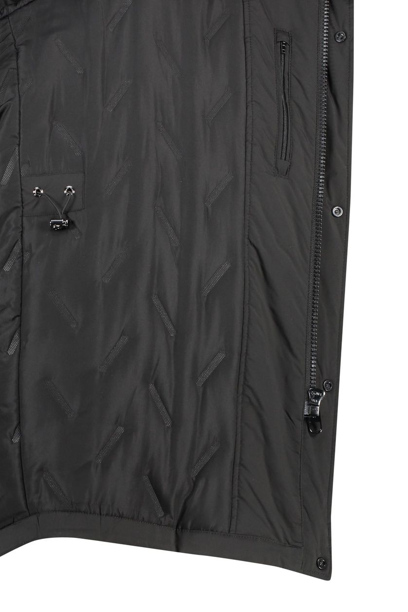 Pierre Cardin winterjas half lang zwart normale fit effen rits + knoop