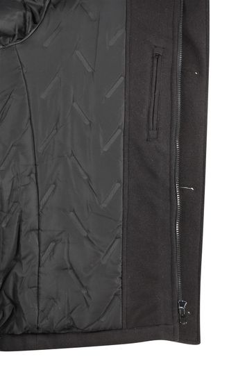 Pierre Cardin winterjas zwart effen rits + knoop normale fit 
