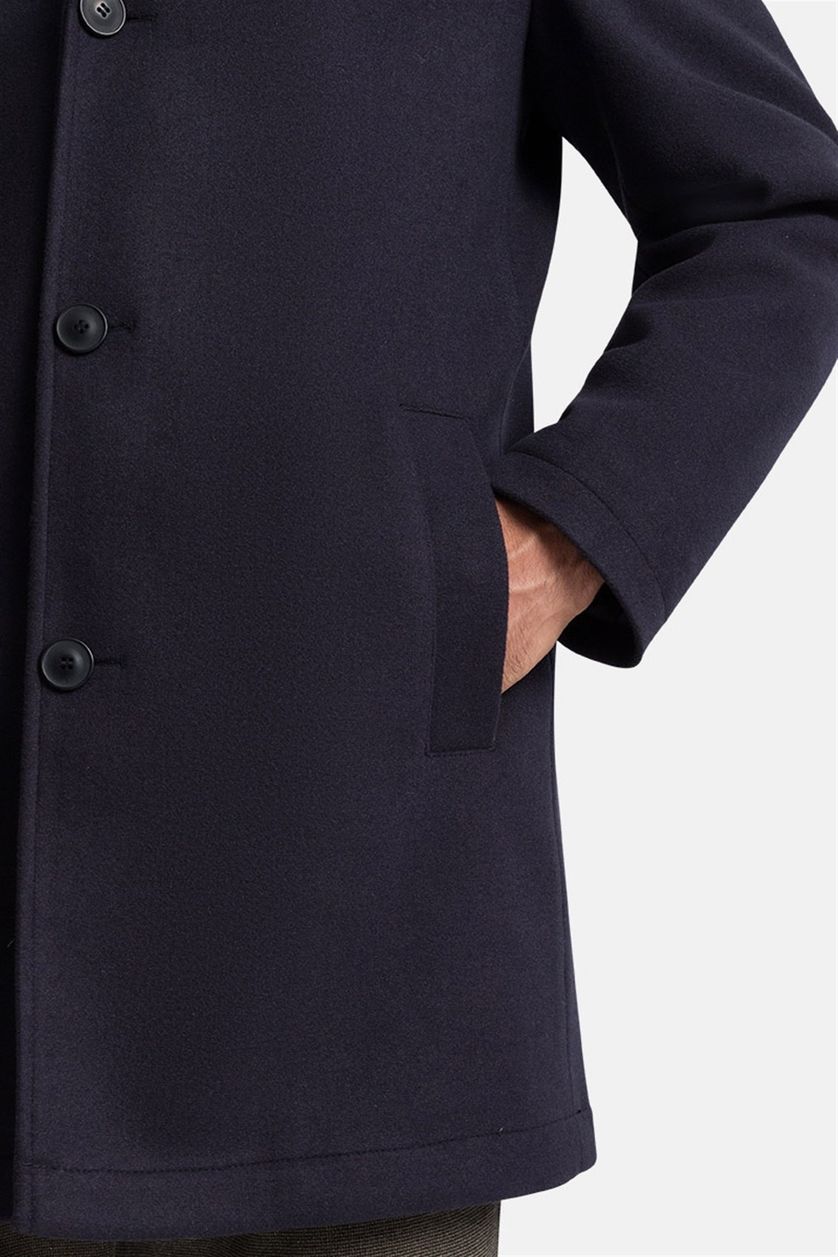 Pierre Cardin winterjas donkerblauw normale fit effen rits + knoop