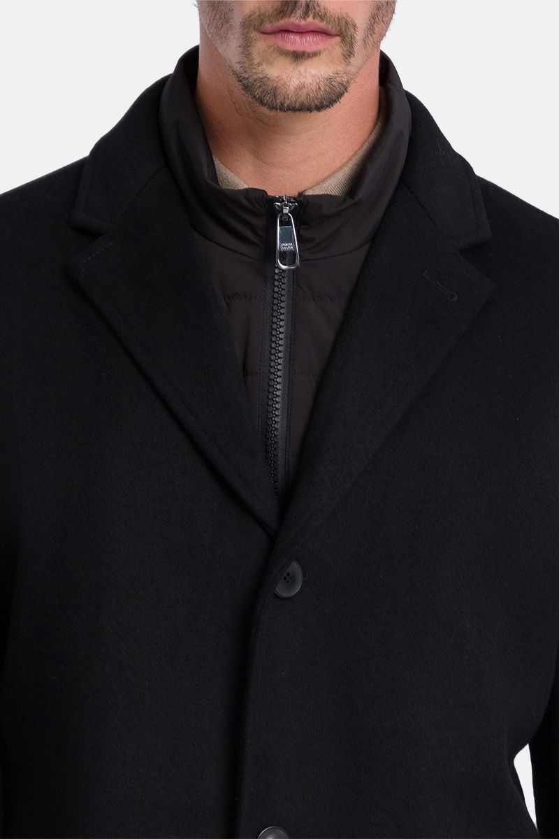 Pierre Cardin winterjas zwart normale fit effen lang model