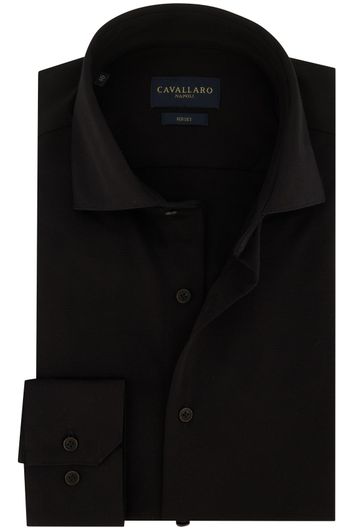 Cavallaro business overhemd slim fit Bertoldo zwart effen katoen