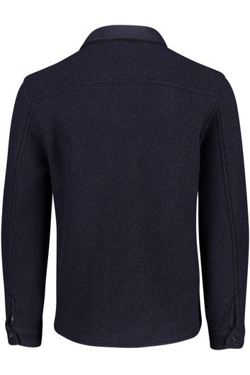 Cavallaro casual overhemd Pisogno slim fit donkerblauw effen wol