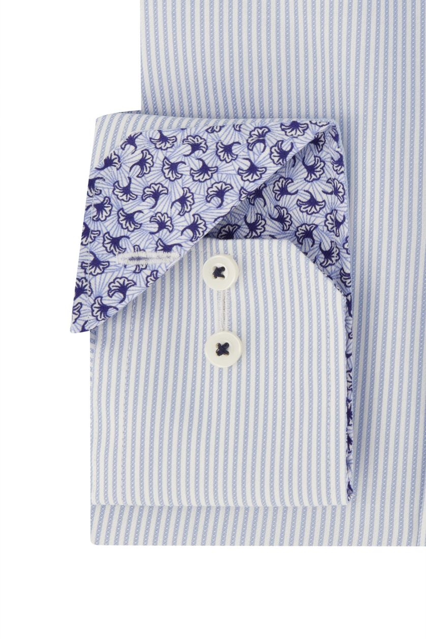 Eterna business overhemd Comfort Fit lichtblauw gestreept katoen wijde fit borstzak