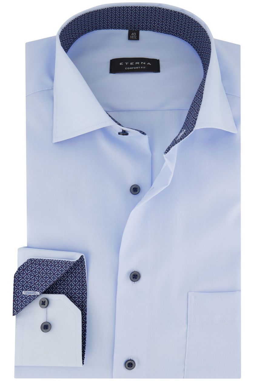 Eterna business overhemd Comfort Fit lichtblauw effen katoen wijde fit