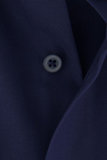 Eterna business overhemd Modern Fit normale fit donkerblauw effen katoen contrast boord