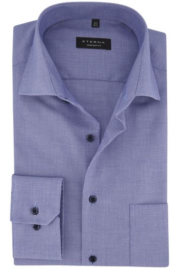 Eterna business overhemd Comfort Fit wijde fit blauw geruit katoen