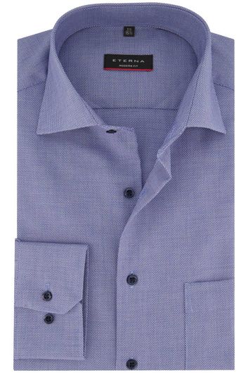 Eterna business overhemd normale fit blauw geprint met  borstzak