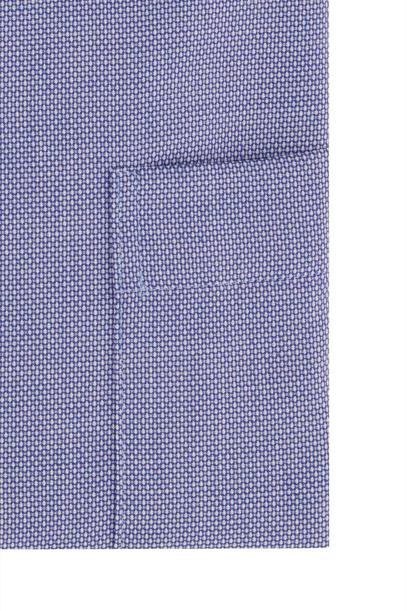 Eterna business overhemd blauw geprint katoen borstzak