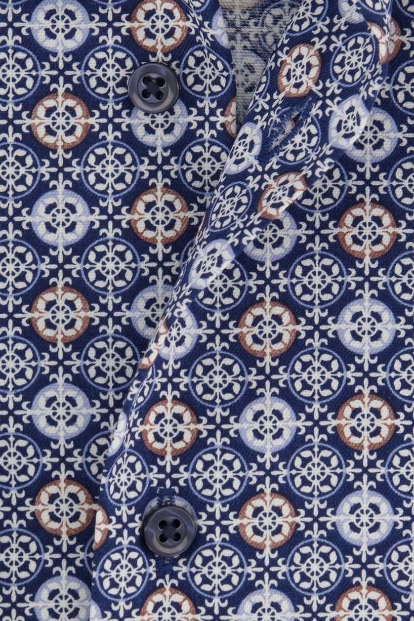 Eterna casual overhemd Modern Fit blauw geprint katoen normale fit