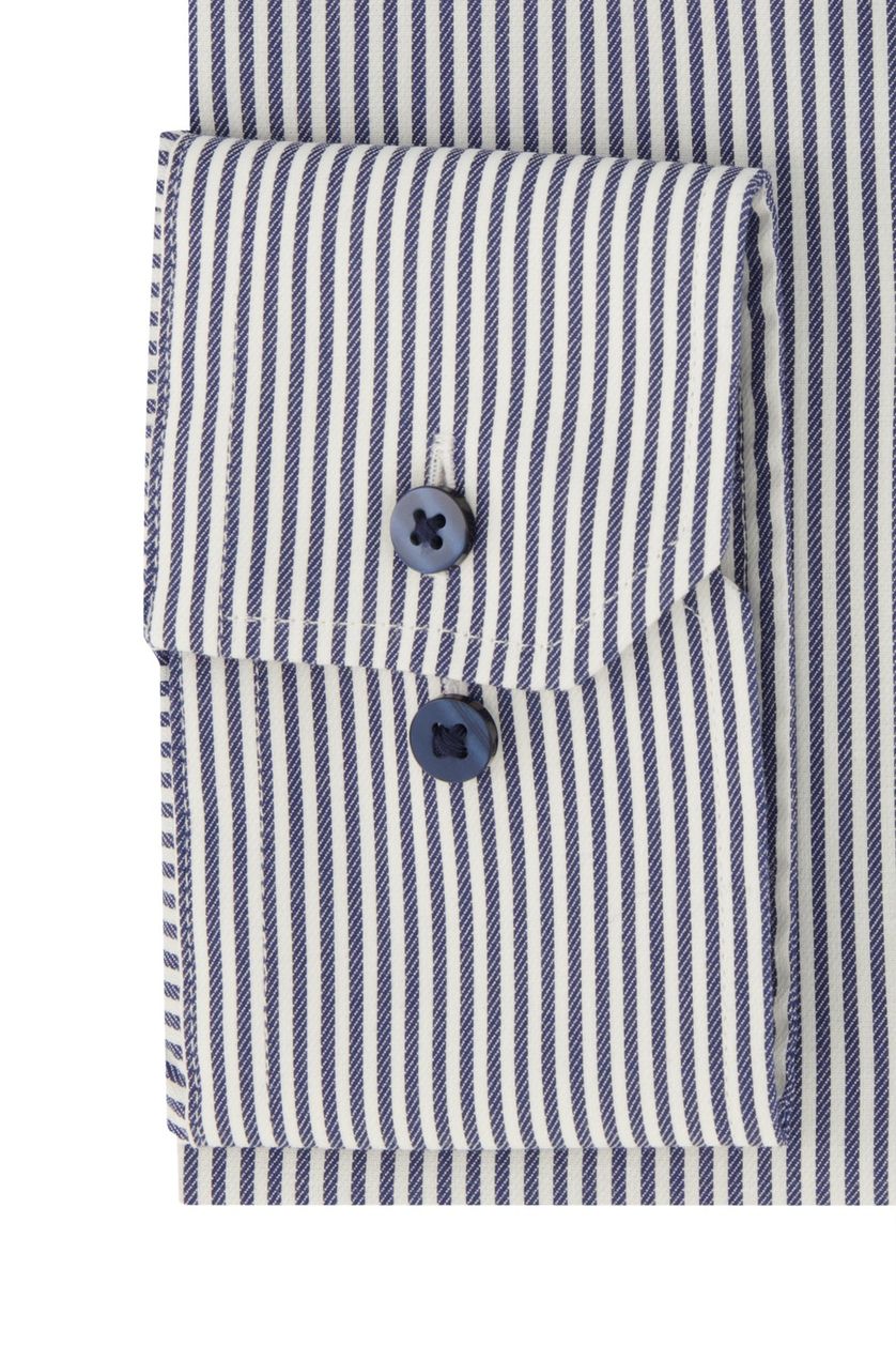 Eterna business overhemd Modern Fit blauw gestreept katoen normale fit contrast knopen