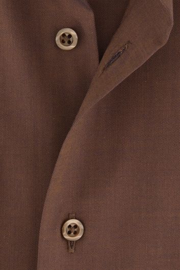 Eterna casual overhemd Modern Fit normale fit bruin effen katoen