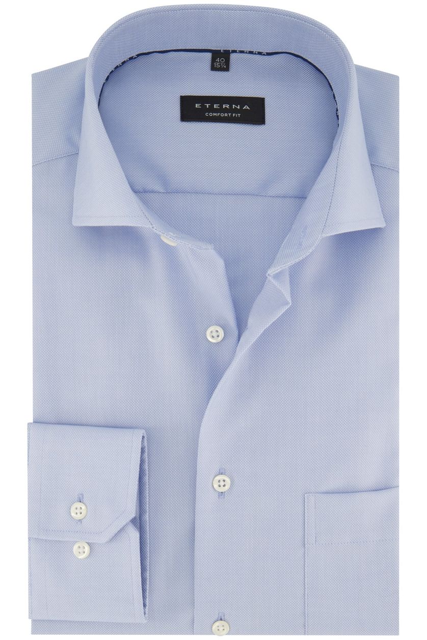 Eterna business overhemd Comfort Fit lichtblauw geprint katoen wijde fit strijkvrij