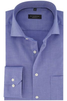Eterna Eterna business overhemd Comfort Fit blauw geprint katoen wijde fit strijkvrij
